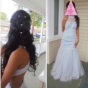 Silver with rhinestones formal dress/gown, mermaid